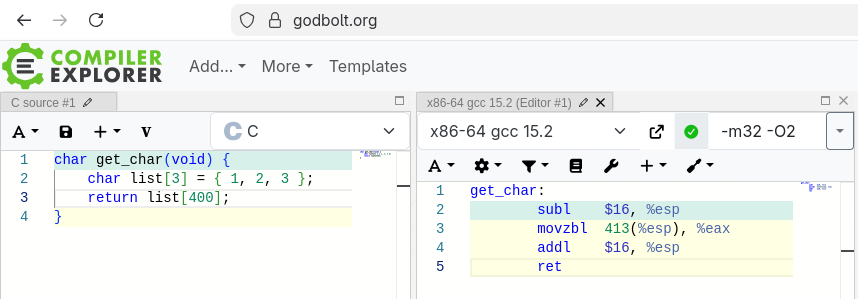 An invalid memory access.