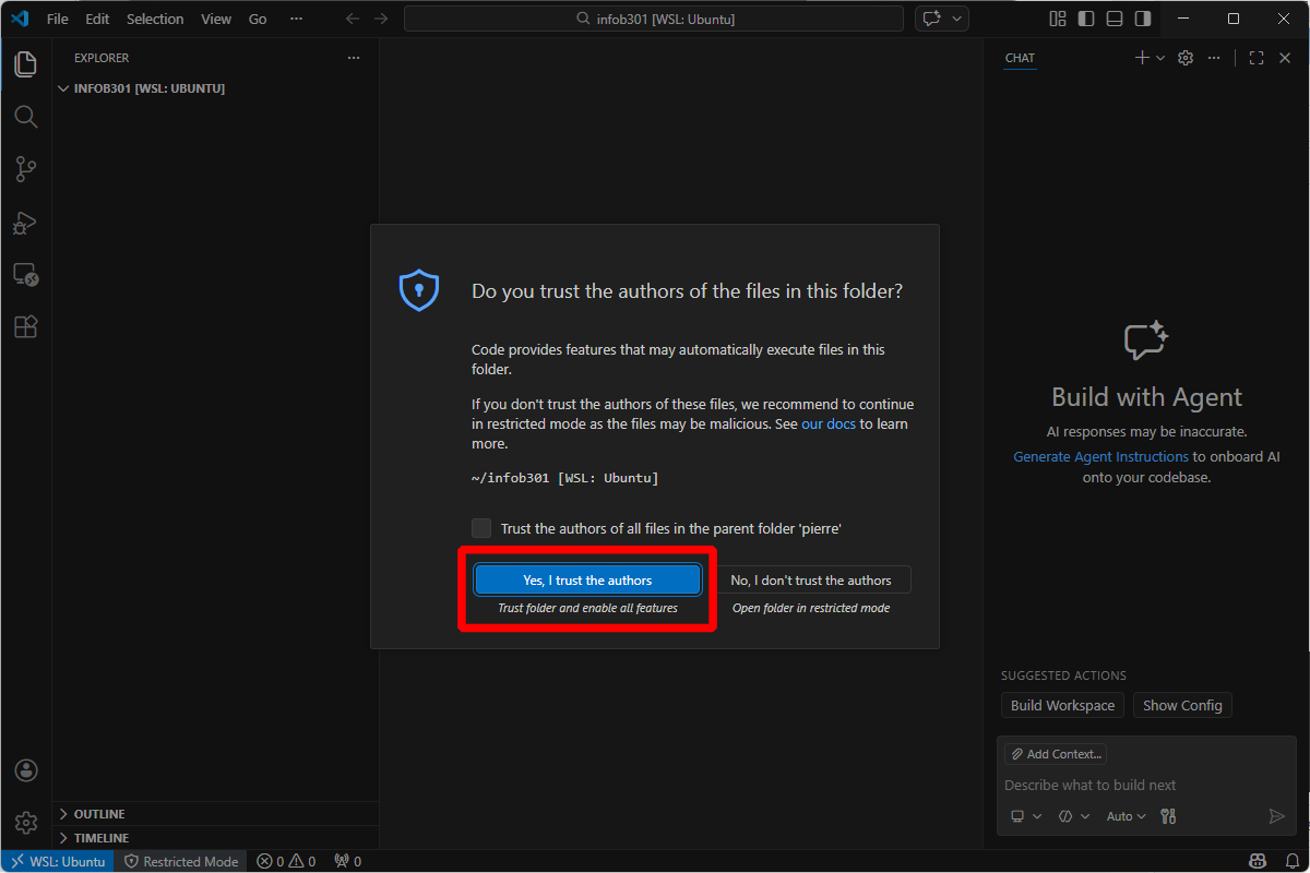 The “I trust the authors” popup.